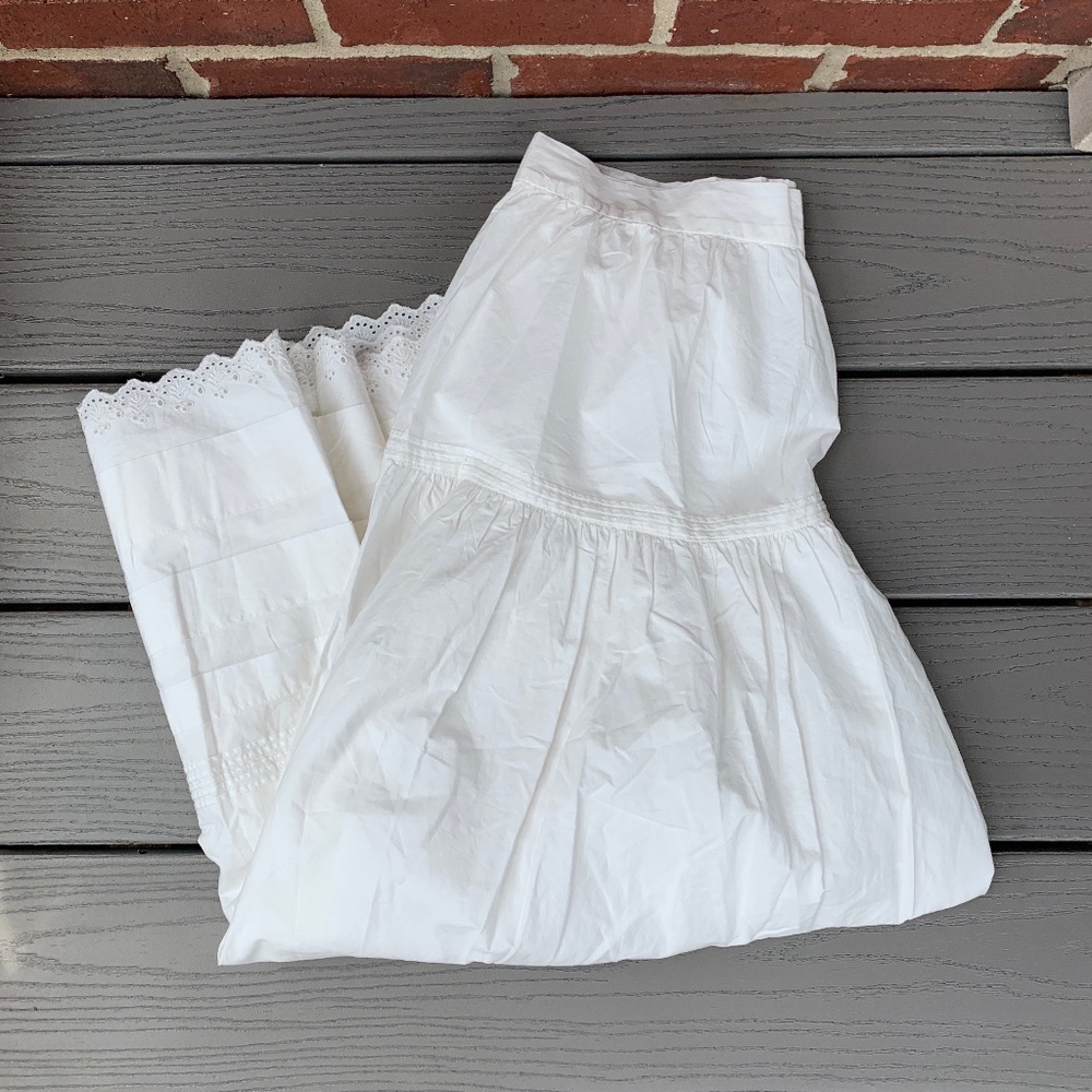 Doen White Maxi Skirt with Eyelet Trim